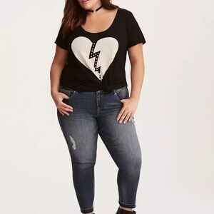 Torrid Black Studded Heart Graphic Tee 5